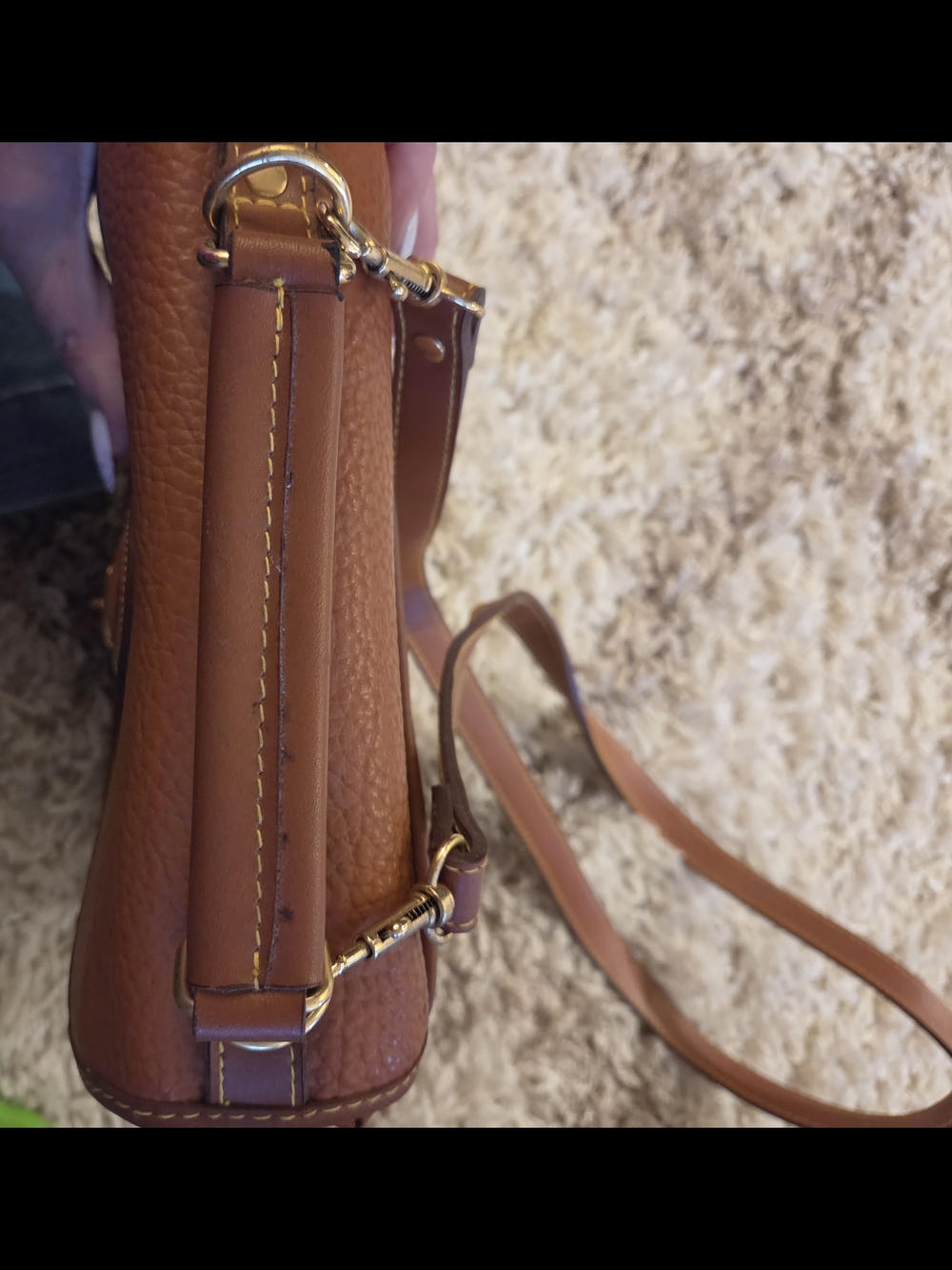 Vintage Dooney & Bourke Brown Pebbled Leather Crossbody Bag - Picture 8 of 9